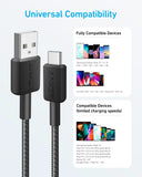 Anker 322 Usb-A To Usb-C Cable 6Ft Nylon Black