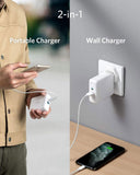 POWERCORE III FUSION 5000 POWERBANK+WALL CHARGER WHITE