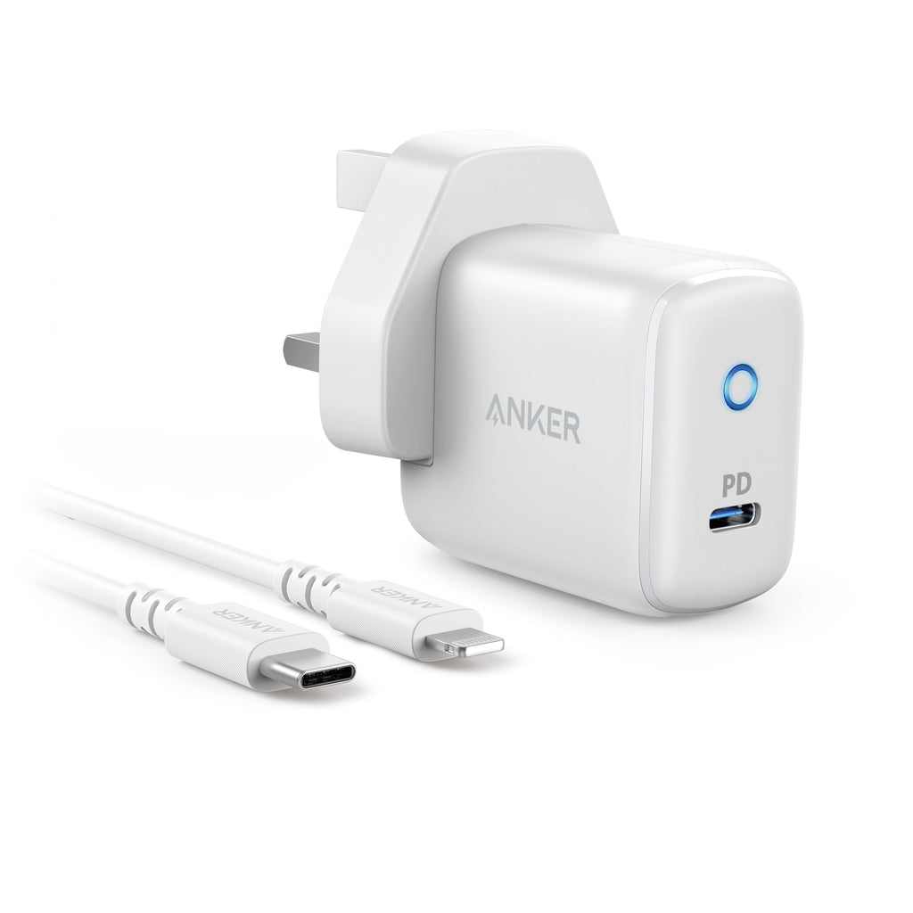 ANKER POWERPORT PD 1 WITH C TO LIGHTNING CABLE GREY WHITE